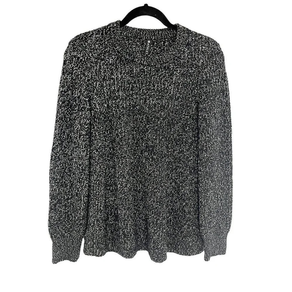 Athleta Black & White Wool Blend Pullover Knit Sweater Women's Size Small